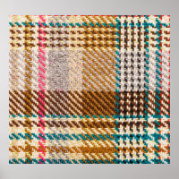 Brown chequered fabric, Scottish wool.