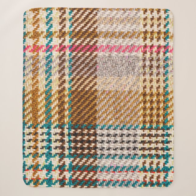 Brown chequered fabric, Scottish wool. Sherpa Blanket (Front)