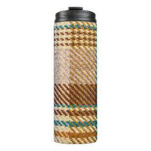 Brown chequered fabric, Scottish wool. Thermal Tumbler