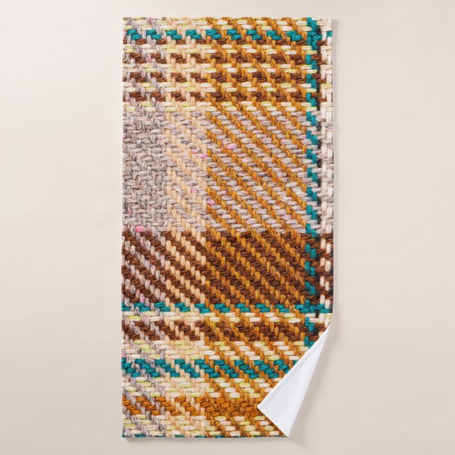 Brown chequered fabric with coloured threads. Scot Bath Towel (Bath Towel)