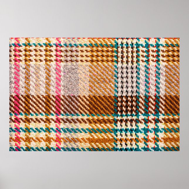 Brown chequered fabric with coloured threads. Scot Poster (Front)