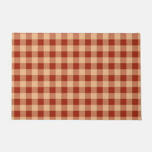 Brown Chequered Gingham Pattern Doormat