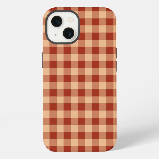 Brown Chequered Gingham Pattern iPhone Case (Back)