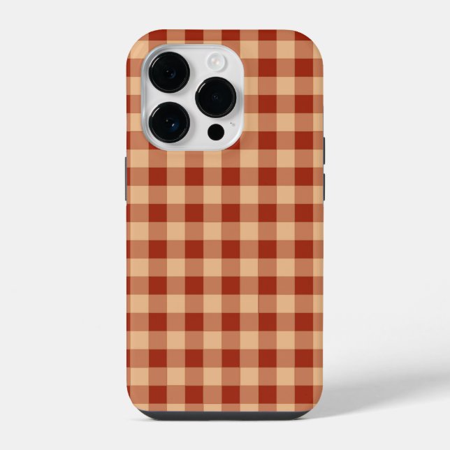 Brown Chequered Gingham Pattern iPhone Case (Back)