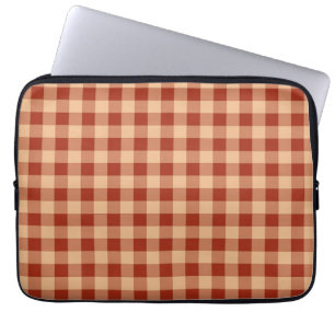 Brown Chequered Gingham Pattern Laptop Sleeve