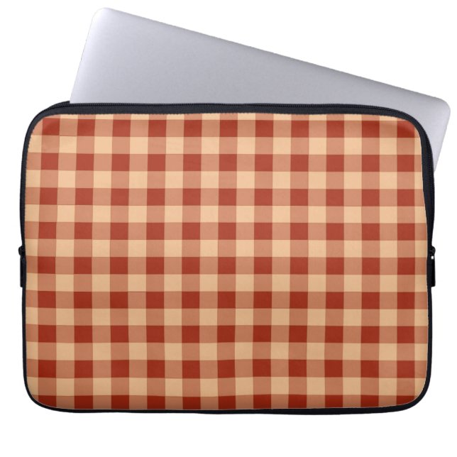 Brown Chequered Gingham Pattern Laptop Sleeve (Front)