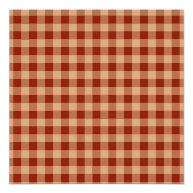 Brown Chequered Gingham Pattern Poster (Front)