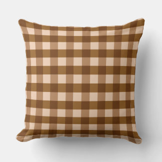 Brown chequered patterned throw pillow cushion