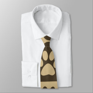Brown Chequered Paw Pattern Tie