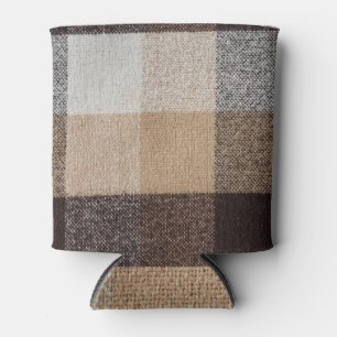 Brown Chequered Wool: Tartan Texture Can Cooler