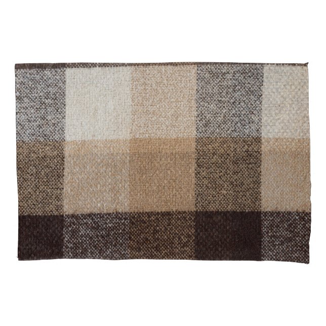 Brown Chequered Wool: Tartan Texture Pillowcase (Front)