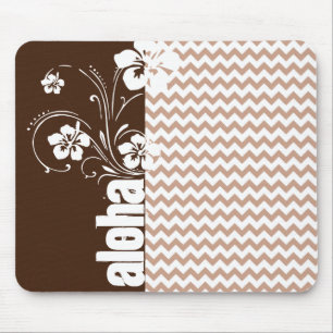 Brown Chevron Pattern; Aloha Mouse Mat