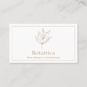 Brown Chic Minimalist Leaf Fern Floral Business Card