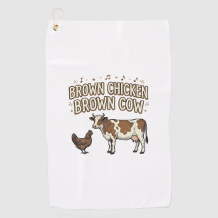Brown Chicken Brown Cow Funny Farm Shirt Design_1 Golf Towel