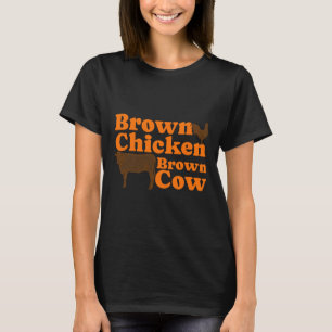 Brown Chicken Brown Cow Retro Music Bow Chicka Wow T-Shirt