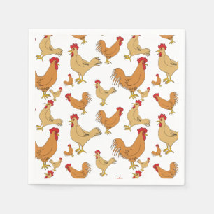 Brown Chicken Design Pattern Napkin