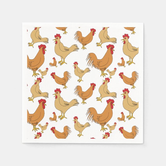 Brown Chicken Design Pattern Napkin (Front)