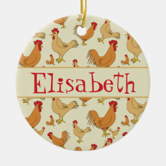 Brown Chicken Design Personalise Ceramic Tree Decoration