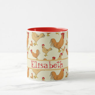 Brown Chicken Design Personalise Mug