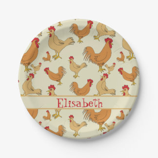 Brown Chicken Design Personalise Paper Plate