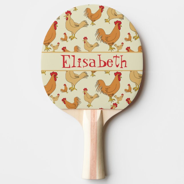 Brown Chicken Design Personalise Ping Pong Paddle (Front)