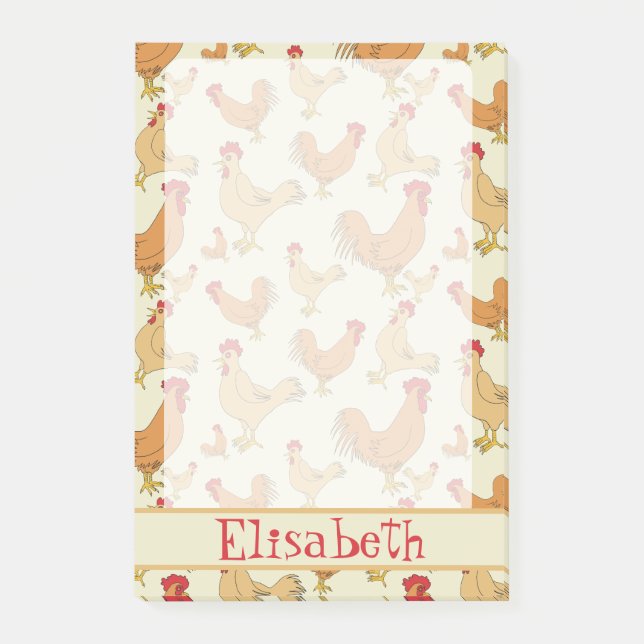 Brown Chicken Design Personalise Post-it Notes (Front)