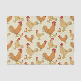 Brown Chicken Pattern Design Tissue Paper