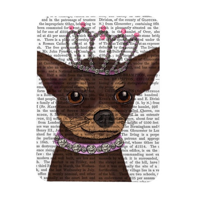 Brown Chihuahua And Tiara Magnet (Vertical)