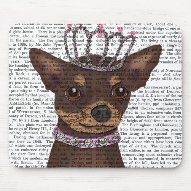 Brown Chihuahua And Tiara Mouse Mat (Front)