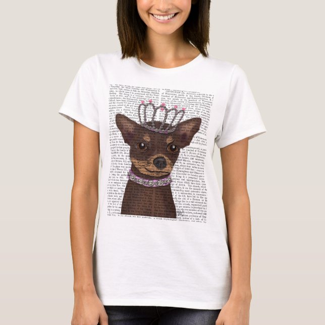 Brown Chihuahua And Tiara T-Shirt (Front)