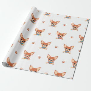 Brown Chihuahua Dog Pattern Wrapping Paper