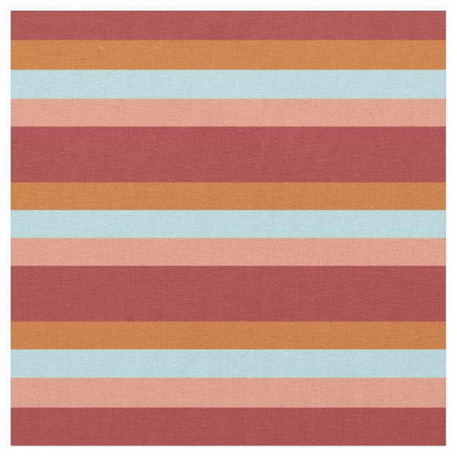 Brown, Chocolate, Powder Blue & Dark Salmon Lines Fabric (Close Up)