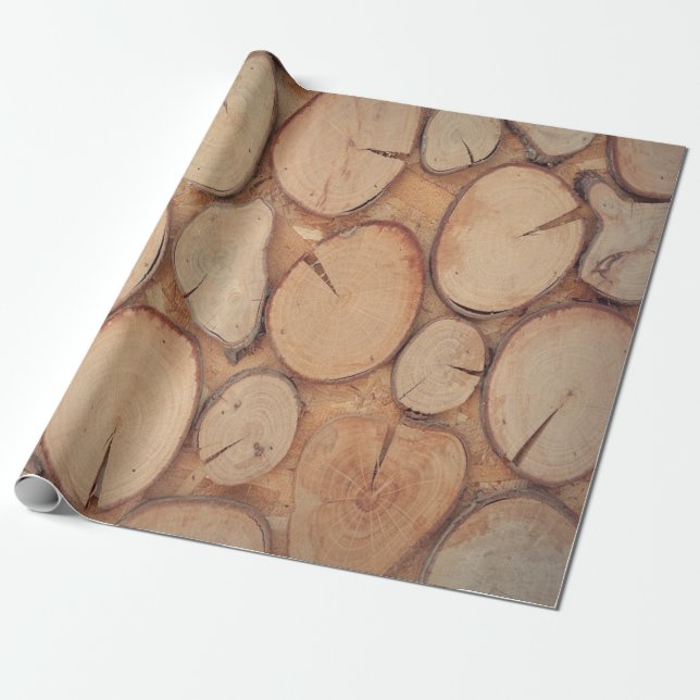 Brown chopped tree logs wrapping paper (Unrolled)