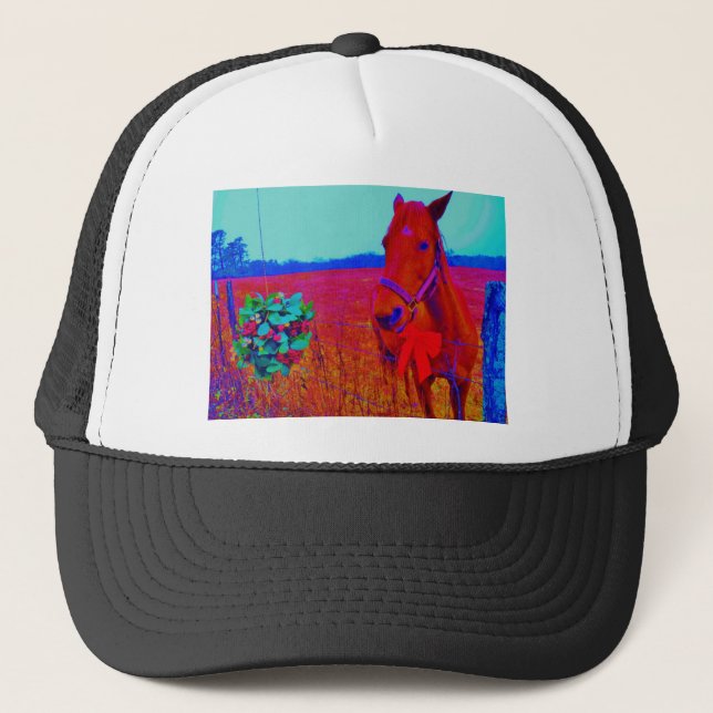 Brown Christmas coloured Horse  : add name Trucker Hat (Front)