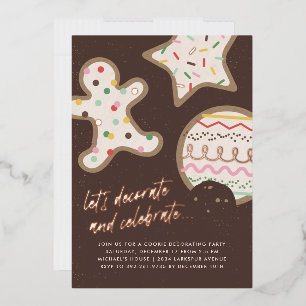 Brown Christmas Cookie Decorating Party Invitation