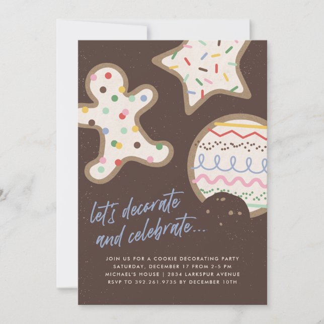 Brown Christmas Cookie Decorating Party Invitation (Front)