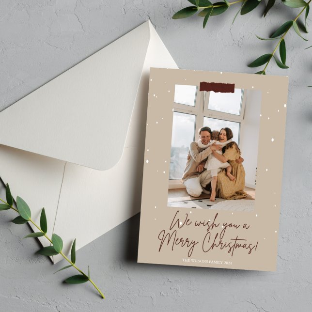 Brown Christmas Family Greeting Photo Card (Creator Uploaded)