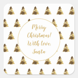 Brown Christmas Tree Pattern Square Sticker