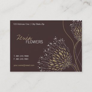 Brown Chrysanthemum Flowers Elegant Chic Floral Business Card