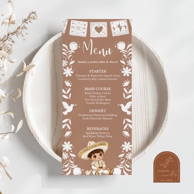 Brown Cielito Lindo Baptism & 1st Birthday Flat Menu (Creator Uploaded)