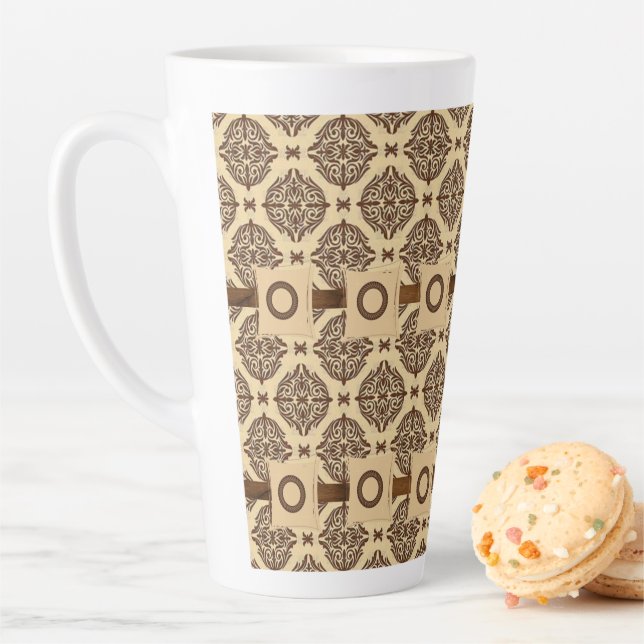 Brown Circular Stripe Latte Mug (In Situ)