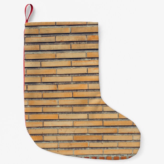 Brown cladding wall small christmas stocking (Front)