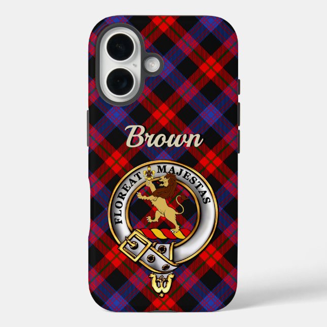 Brown Clan Badge & Tartan iPhone / iPad case (Back)