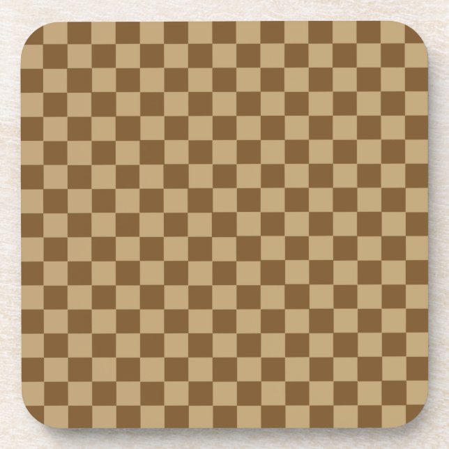 Brown Classic Checkerboard by Shirley Taylor Coaster (Front)