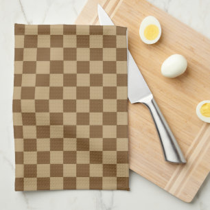 Brown Classic Chequerboard by Shirley Taylor Tea Towel