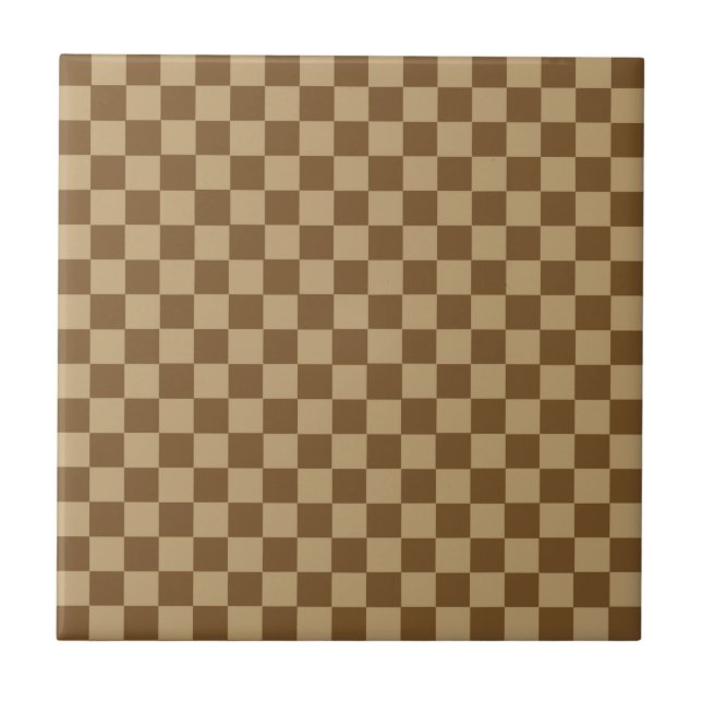 Brown Classic Chequerboard by Shirley Taylor Tile (Front)