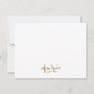 Brown Classic Monogram Couple Custom Wedding Card