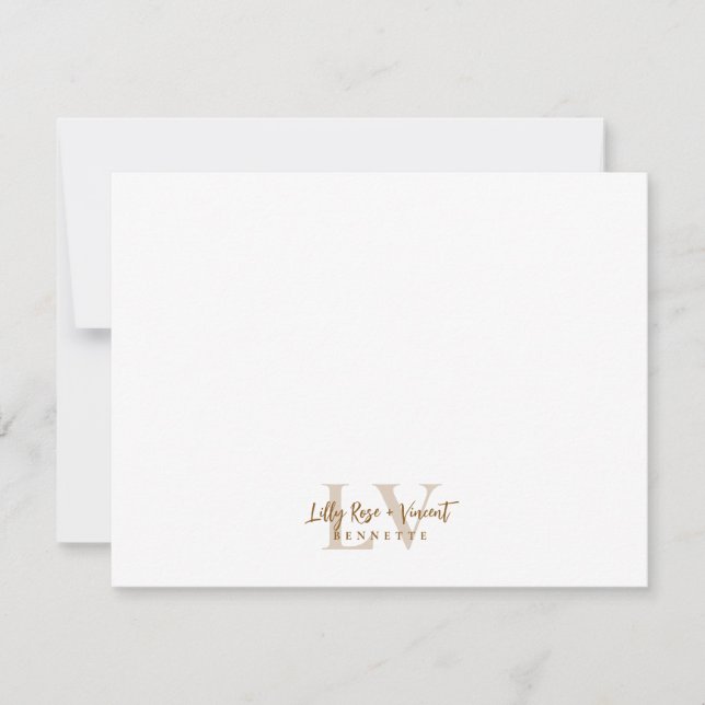 Brown Classic Monogram Couple Custom Wedding Card (Front)