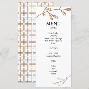Brown Classic Natural Foliage Brunch Wedding Menu