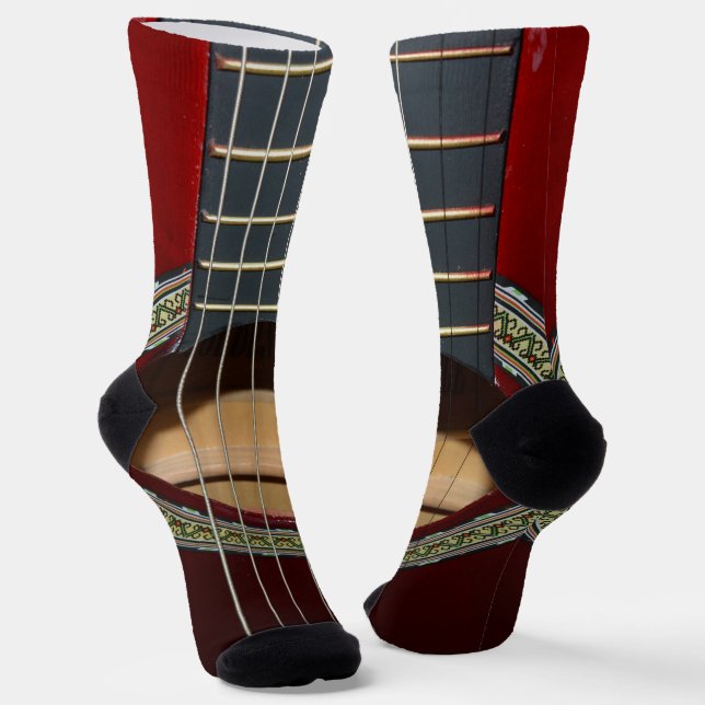 Brown Classical Guitar, Crew Socks (Angled)